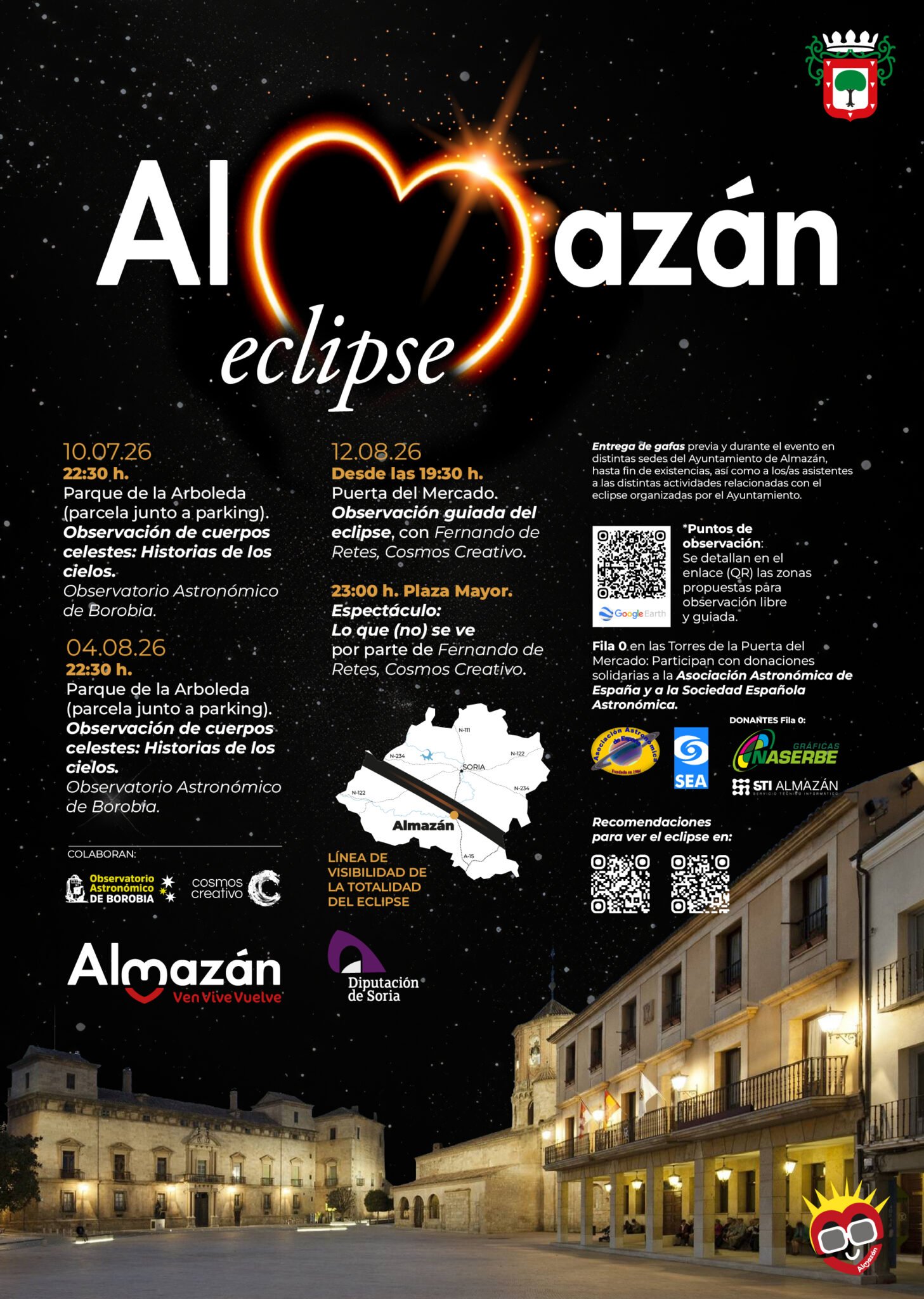 Cartel de las actividades previstas en Almazán por el eclipse